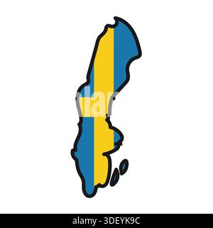 SWEDEN Map with flag in body Stock Vector