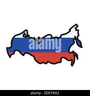 RUSSIA Map with flag in body Stock Vector