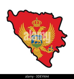MONTENEGRO Map with flag in body Stock Vector