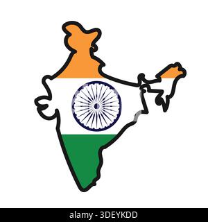 INDIA Map with flag in body Stock Vector