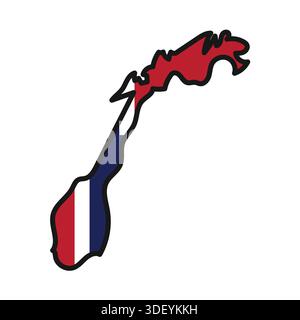 NORWAY Map with flag in body Stock Vector