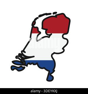 NETHERLANDS Map with flag in body Stock Vector