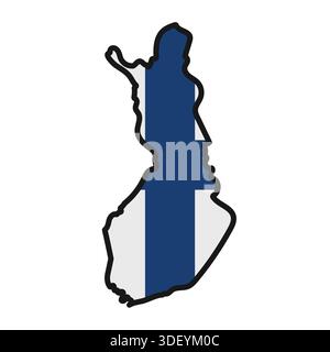 FINLAND Map with flag in body Stock Vector