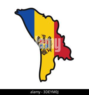 MOLDOVA Map with flag in body Stock Vector
