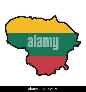 LITHUANIA Map with flag in body Stock Vector