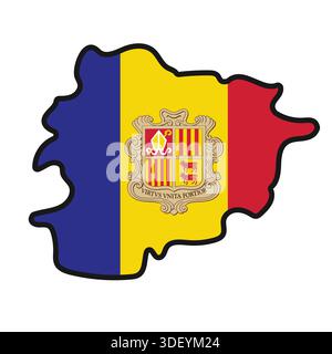ANDORRA Map with flag in body Stock Vector