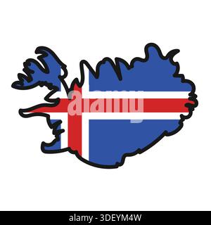 ICELAND Map with flag in body Stock Vector