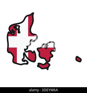 DENMARK Map with flag in body Stock Vector