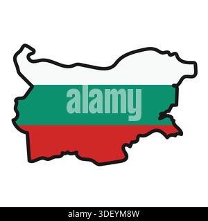BULGARIA Map with flag in body Stock Vector