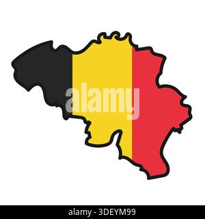 BELGIUM Map with flag in body Stock Vector
