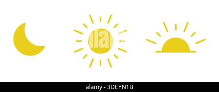 Set of Weather Icons Isolated On White Background Stock Vector