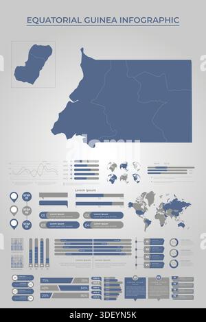 EQUATORIAL GUINEA Map Template with Business Infographic Elements Stock Vector
