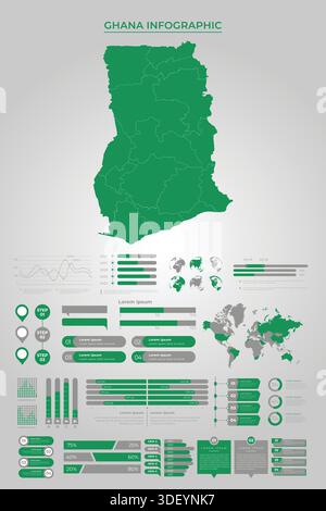 GHANA Map Template with Business Infographic Elements Stock Vector