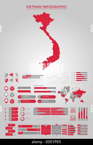 VIETNAM Map Template with Business Infographic Elements Stock Vector