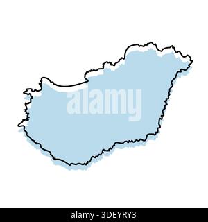 HUNGARY Map with with body and Outline Isolated on white Background Stock Vector