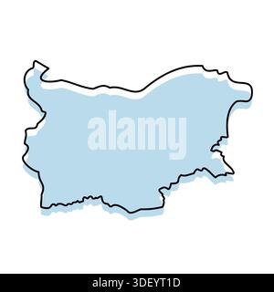 BULGARIA Map with with body and Outline Isolated on white Background Stock Vector