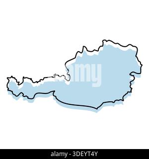 AUSTRIA Map with with body and Outline Isolated on white Background Stock Vector