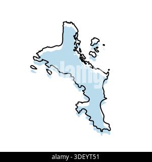 SEYCHELLES Map with with body and Outline Isolated on white Background Stock Vector
