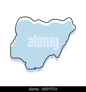 Nigeria Map with with body and Outline Isolated on white Background Stock Vector