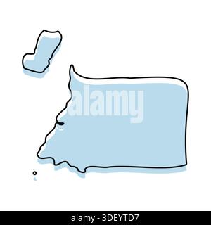 EQUATORIAL GUINEA Map with with body and Outline Isolated on white Background Stock Vector