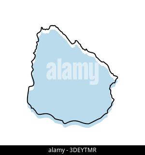 Uruguay Map with with body and Outline Isolated on white Background Stock Vector