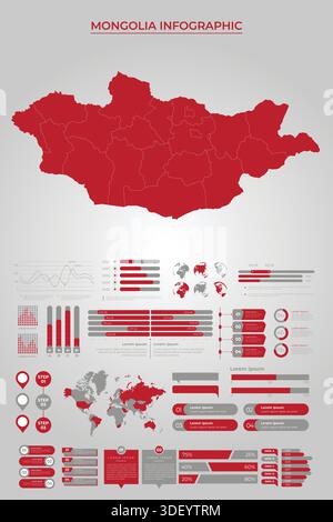MONGOLIA Map Template with Business Infographic Elements Stock Vector
