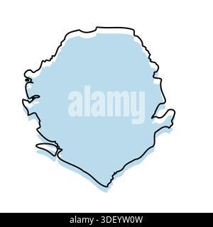 SIERRA LEONE Map with with body and Outline Isolated on white Background Stock Vector