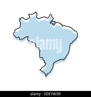 BRAZIL Map with with body and Outline Isolated on white Background Stock Vector