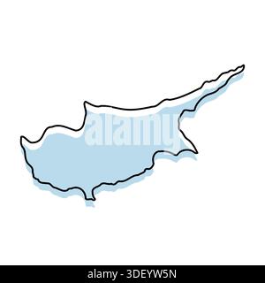 CYPRUS Map with with body and Outline Isolated on white Background Stock Vector