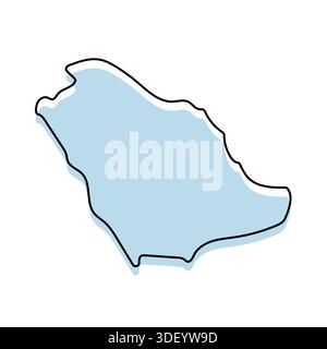 SAUDI ARABIA Map with with body and Outline Isolated on white Background Stock Vector