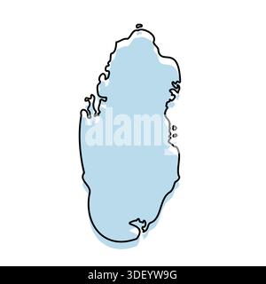 QATAR Map with with body and Outline Isolated on white Background Stock Vector