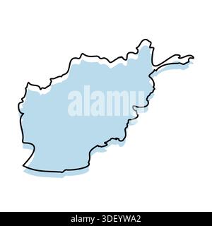 AFGHANISTAN Map with with body and Outline Isolated on white Background Stock Vector