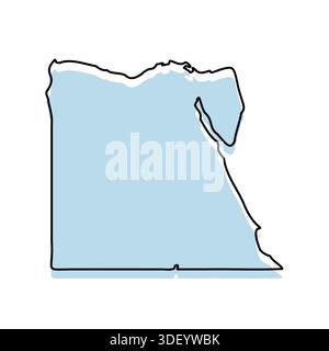 EGYPT Map with with body and Outline Isolated on white Background Stock Vector
