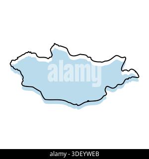 MONGOLIA Map with with body and Outline Isolated on white Background Stock Vector