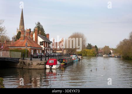 St Helen's church on St Helen's wharf on the River Thames at Abingdon, Oxfordshire Stock Photo