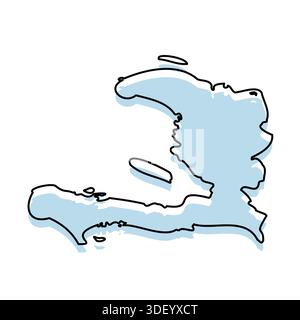 HAITI Map with with body and Outline Isolated on white Background Stock Vector
