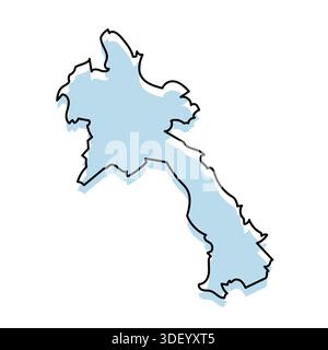 LAOS Map with with body and Outline Isolated on white Background Stock Vector