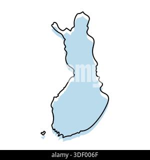 FINLAND Map with with body and Outline Isolated on white Background Stock Vector