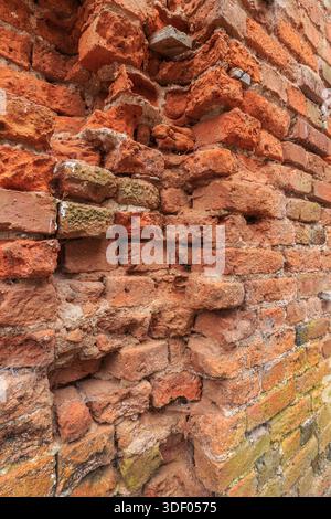 Brick damage in remains of mansion destroyed by fire in 1937, Witley Court, Worcestershire, England, UK Stock Photo