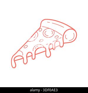 Hand Drawn Pizza Slice Outline Icon for Fast Food Menu and App Design Stock Vector
