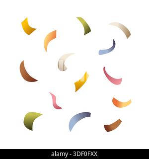 Scattered colorful confetti. Vector illustration with soft gradients. Decorative set. Suitable for backgrounds, holidays, and card packaging Stock Vector