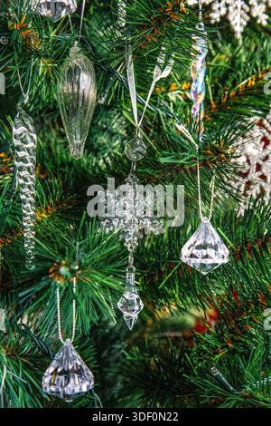 Crystal christmas tree decorations Stock Photo