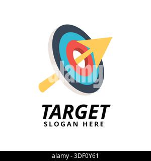 Vibrant graphic illustrating an arrow perfectly hitting the bullseye of a target board, symbolizing precision, achievement, and goal accomplishment Stock Vector