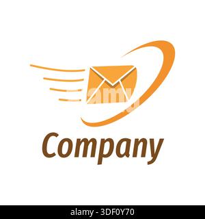Modern logo design featuring a fast moving orange envelope with speed lines and a swoosh, symbolizing swift business communication and delivery for a Stock Vector