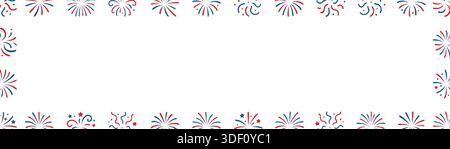 Fireworks pattern frame border on a clean isolated white background Stock Vector