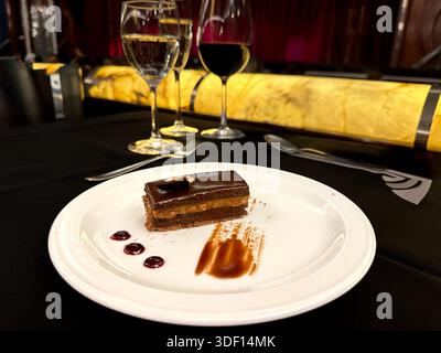 desert at a dinner theater Stock Photo