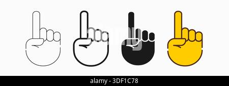 Hand Pointing Up Icon Set in Thin, Bold, silhouette and Solid Color With Stroke Editable Vector Illustration Stock Vector