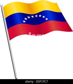venezuelan flag of venezuela flying waving on flagpole silk icon vector isolated on transparent background Stock Vector