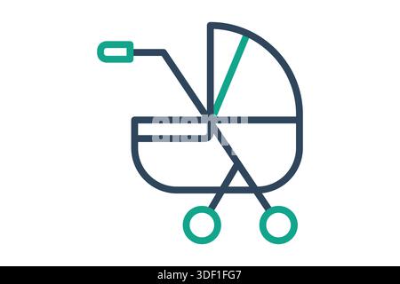 Baby stroller icon. line icon style. icon related to maternity. benefit elements vector illustration Stock Vector