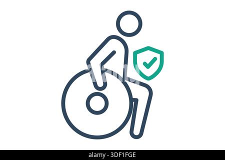 Disability insurance icon. line icon style. icon related to benefit. insurance elements vector illustration Stock Vector
